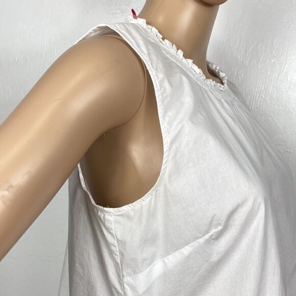 Talbots White Cotton Eyelet Floral Pattern Tie Neck Top Blouse Size M - Picture 2 of 7